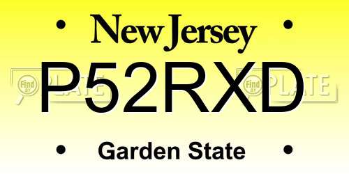 P52RXD New Jersey License Plate