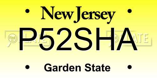 P52SHA New Jersey License Plate