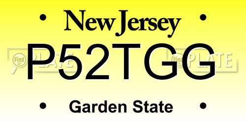 P52TGG New Jersey License Plate