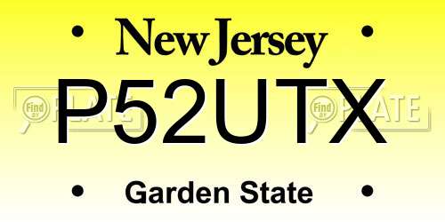 P52UTX New Jersey License Plate