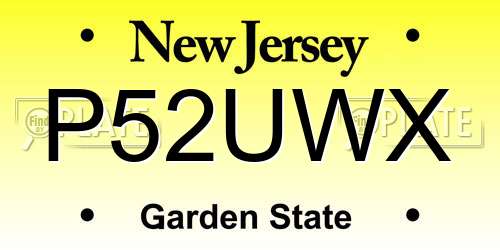 P52UWX New Jersey License Plate