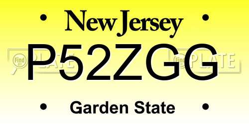 P52ZGG New Jersey License Plate