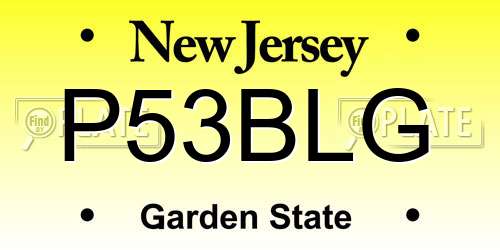 P53BLG New Jersey License Plate