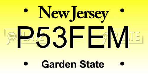 P53FEM New Jersey License Plate