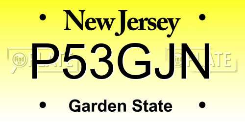 P53GJN New Jersey License Plate