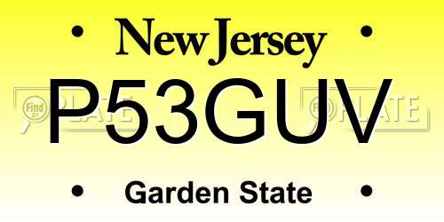 P53GUV New Jersey License Plate