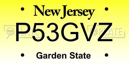 P53GVZ New Jersey License Plate