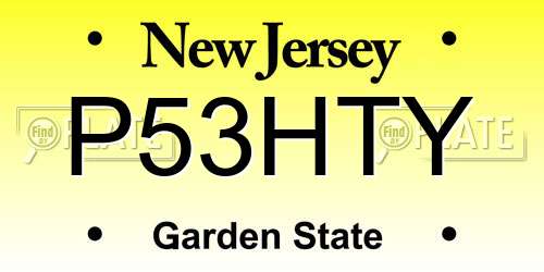 P53HTY New Jersey License Plate