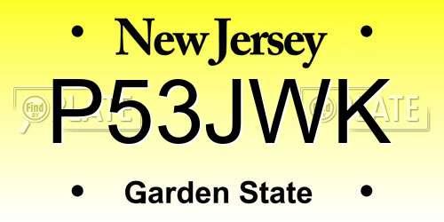 P53JWK New Jersey License Plate