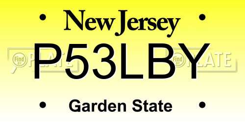 P53LBY New Jersey License Plate