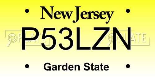 P53LZN New Jersey License Plate
