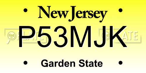 P53MJK New Jersey License Plate