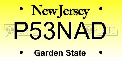 P53NAD New Jersey License Plate