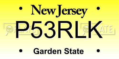 P53RLK New Jersey License Plate