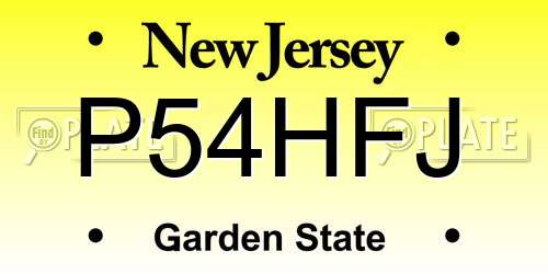 P54HFJ New Jersey License Plate