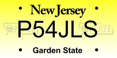 P54JLS New Jersey License Plate