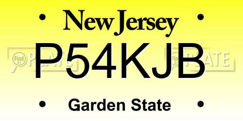 P54KJB New Jersey License Plate