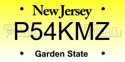 P54KMZ New Jersey License Plate