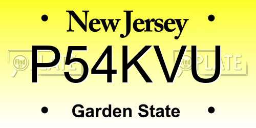 P54KVU New Jersey License Plate