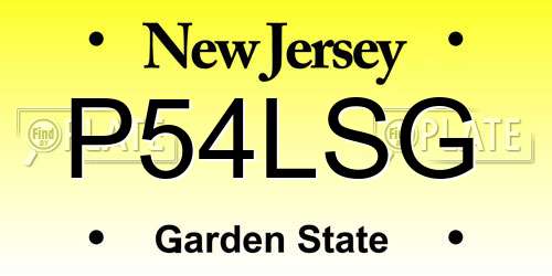 P54LSG New Jersey License Plate