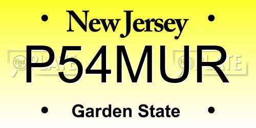 P54MUR New Jersey License Plate