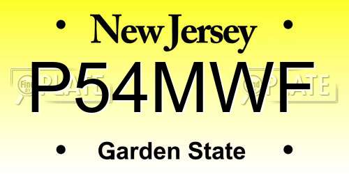 P54MWF New Jersey License Plate