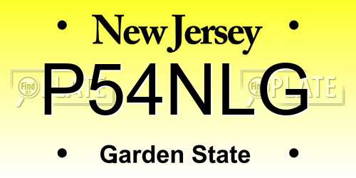 P54NLG New Jersey License Plate