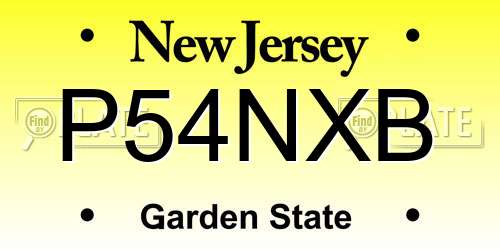 P54NXB New Jersey License Plate