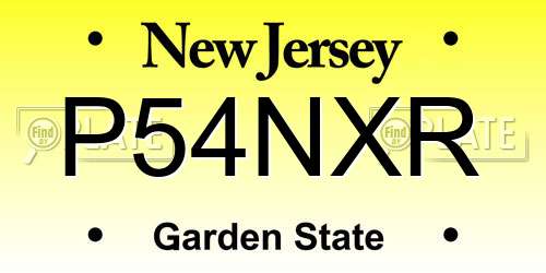P54NXR New Jersey License Plate