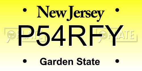 P54RFY New Jersey License Plate