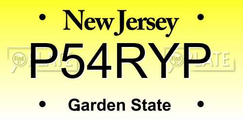 P54RYP New Jersey License Plate
