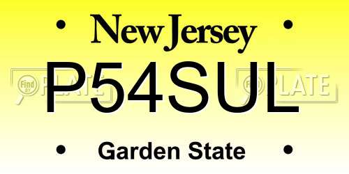 P54SUL New Jersey License Plate