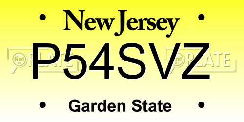 P54SVZ New Jersey License Plate