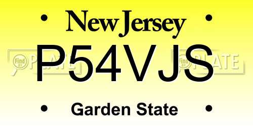 P54VJS New Jersey License Plate