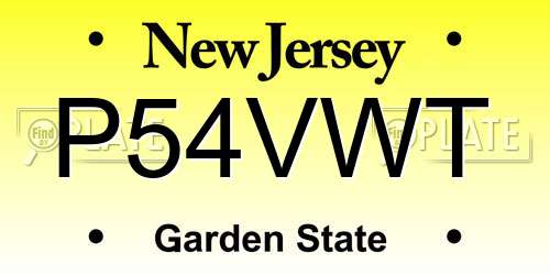 P54VWT New Jersey License Plate