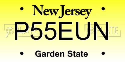 P55EUN New Jersey License Plate