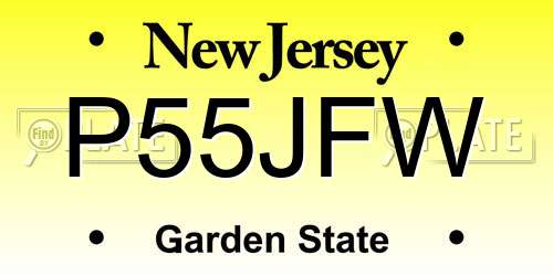P55JFW New Jersey License Plate