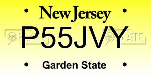 P55JVY New Jersey License Plate