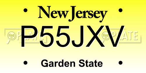 P55JXV New Jersey License Plate