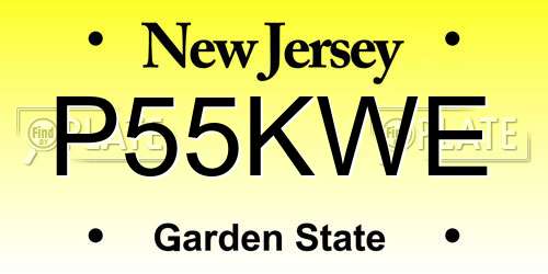P55KWE New Jersey License Plate
