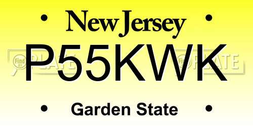 P55KWK New Jersey License Plate