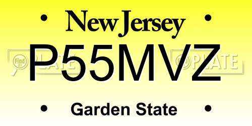 P55MVZ New Jersey License Plate