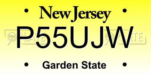 P55UJW New Jersey License Plate