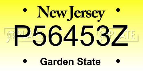 P56453Z New Jersey License Plate