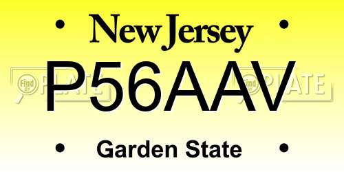 P56AAV New Jersey License Plate