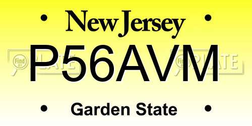 P56AVM New Jersey License Plate