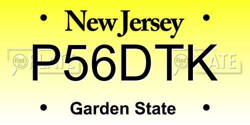 P56DTK New Jersey License Plate