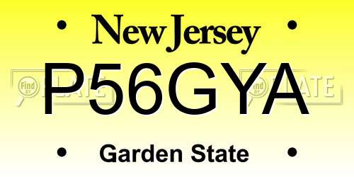 P56GYA New Jersey License Plate