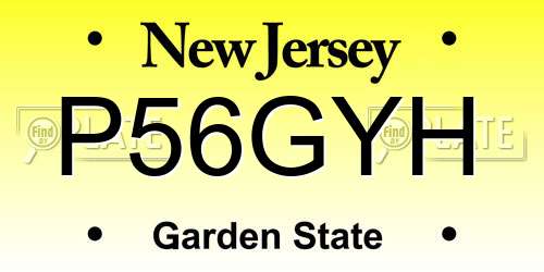 P56GYH New Jersey License Plate