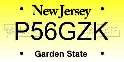 P56GZK New Jersey License Plate